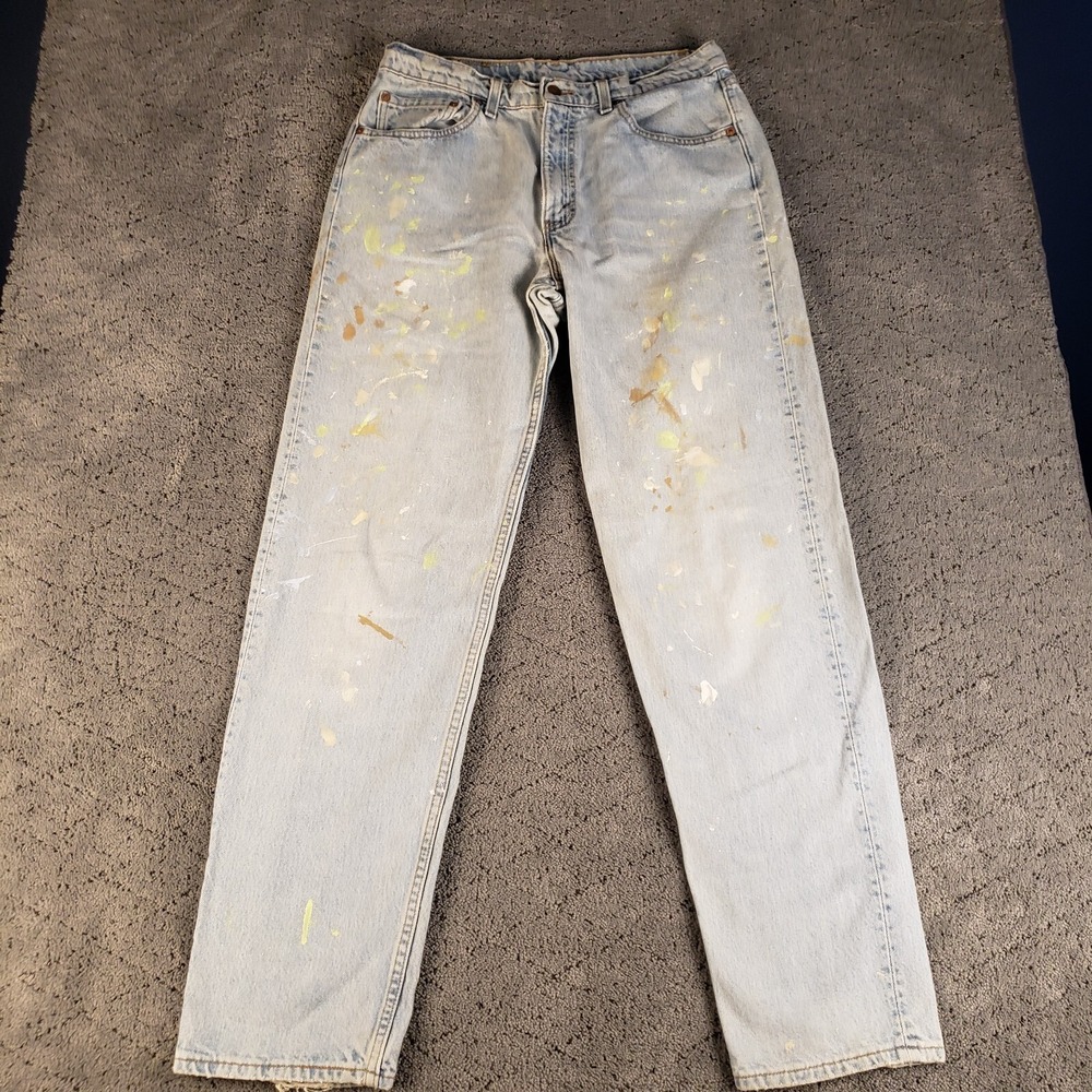 VTG 90s Levis 550 Mens 34x34‎ Paint Distressed Blue Denim 550-4834 USA Made 1997
